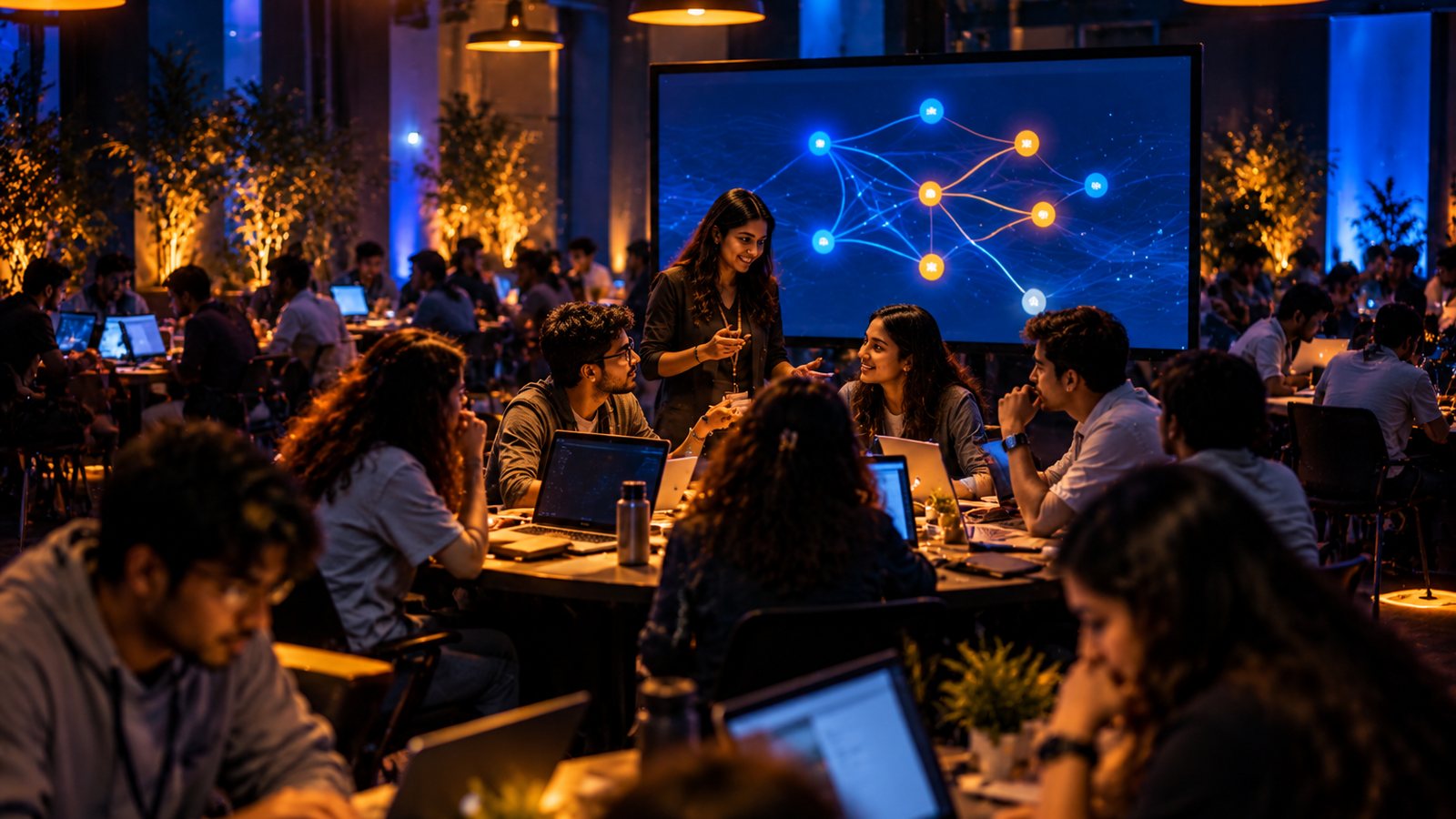 Students in a hands-on AI skilling workshop